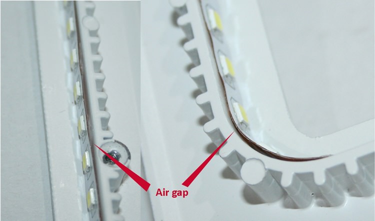 LED assembly showing air gap