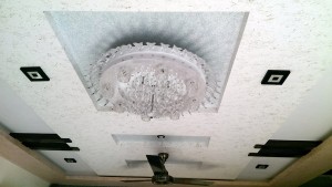 Cubie LED Downlight with chandelier in Livingroom interior           